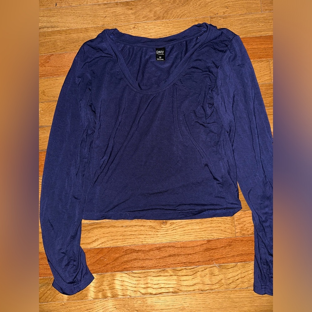 Long sleeve blue crop top size large